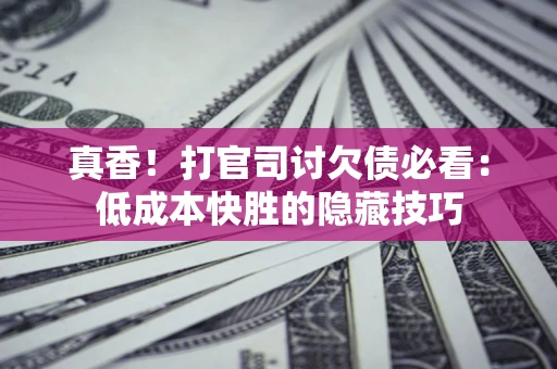 武汉真香！打官司讨欠债必看：低成本快胜的隐藏技巧